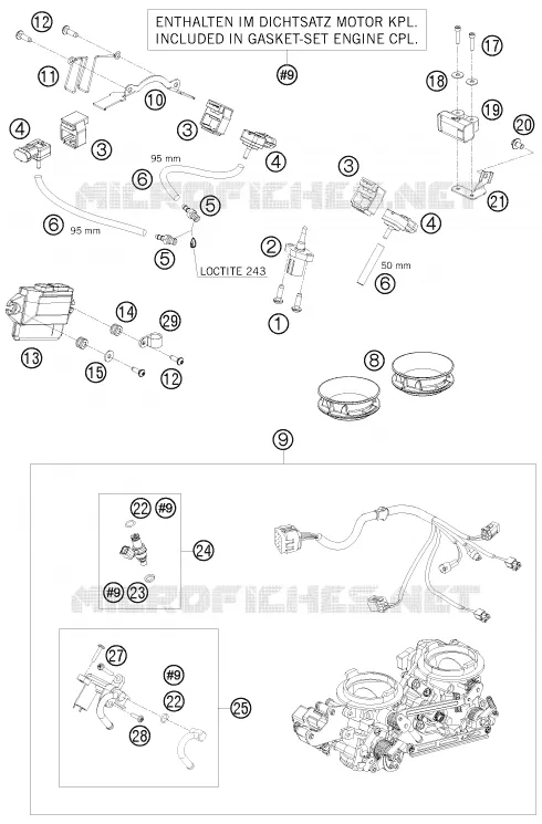 BOITIER PAPILLON INJECTION KTM MOTO 1190 2010 RC8  1190 RC8 R
