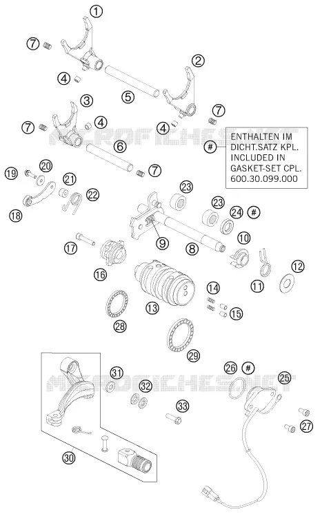 MECANISME DE SELECTION DE VITESSES KTM MOTO 990 2012 ADVENTURE  990 ADVENTURE WHITE ABS