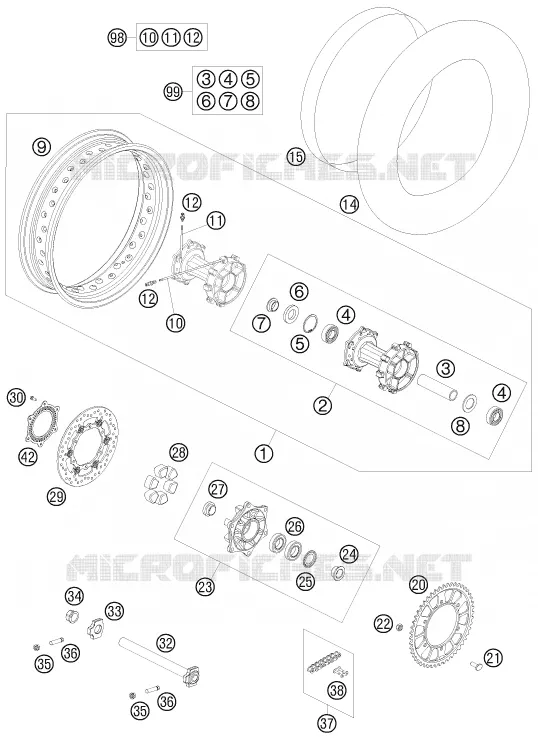 ROUE ARRIERE KTM MOTO 990 2009 ADVENTURE  990 ADVENTURE WHITE ABS