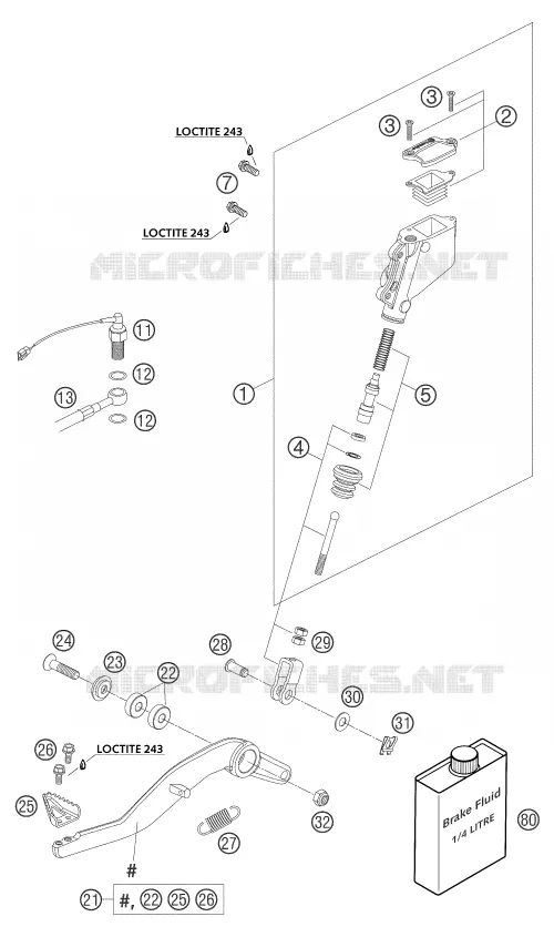MAITRE CYLINDRE DE FREIN ARRIERE KTM MOTO 950 2004 ADVENTURE  950 ADVENTURE SILVER