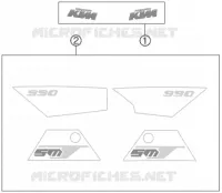 AUTOCOLLANTS pour KTM 990 SUPERMOTO T ORANGE ABS de 2012