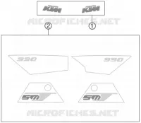 AUTOCOLLANTS pour KTM 990 SUPERMOTO T WHITE ABS de 2012