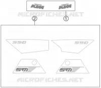 AUTOCOLLANTS pour KTM 990 SUPERMOTO T WHITE ABS de 2012