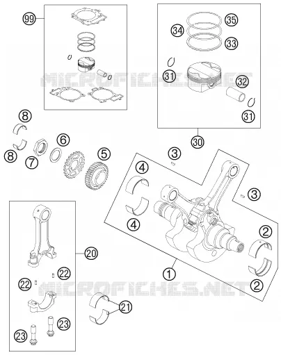 VILEBREQUIN / PISTON KTM MOTO 990 2010 SUPERMOTO  990 SUPERMOTO T ORANGE