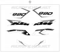 AUTOCOLLANTS pour KTM 990 SUPERMOTO R ABS de 2013