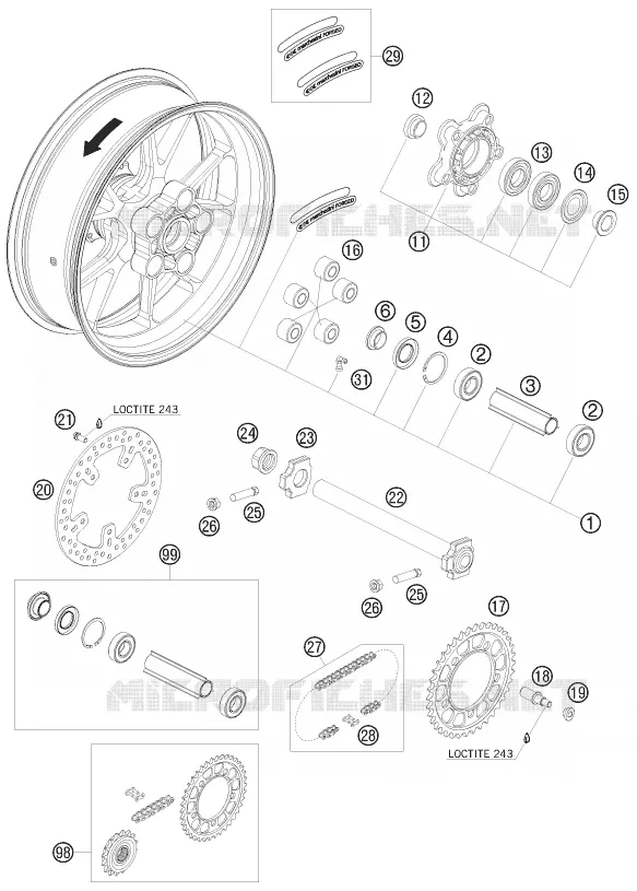 ROUE ARRIERE KTM MOTO 990 2010 SUPERMOTO  990 SUPERMOTO R
