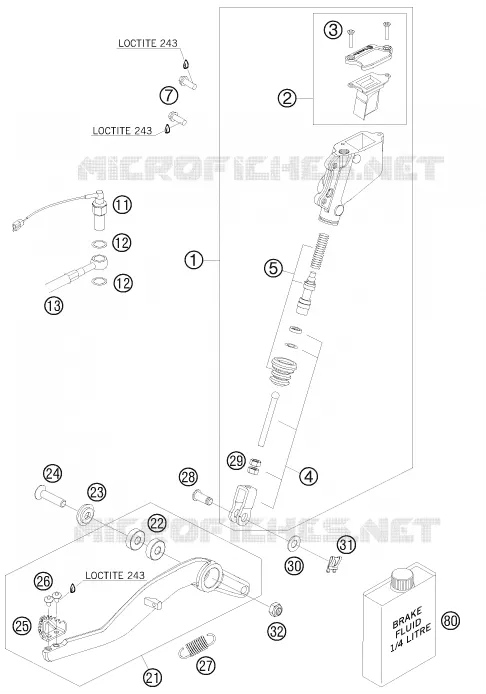 MAITRE CYLINDRE DE FREIN ARRIERE KTM MOTO 990 2009 SUPERMOTO  990 SUPERMOTO ORANGE