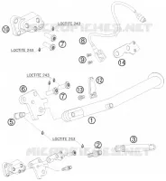 BEQUILLE LATERALE / CENTRALE pour KTM 990 SUPERMOTO ORANGE de 2008