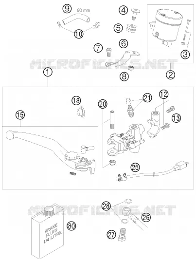 MAITRE CYLINDRE DE FREIN AVANT KTM MOTO 990 2008 SUPERMOTO  990 SUPERMOTO BLACK