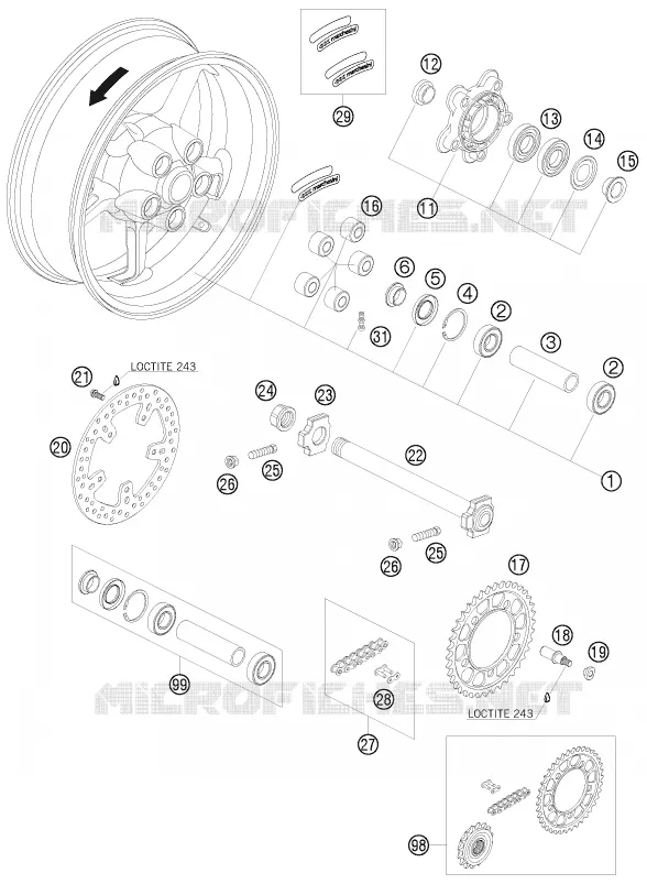 ROUE ARRIERE KTM MOTO 950 2008 SUPERMOTO  950 SUPERMOTO R