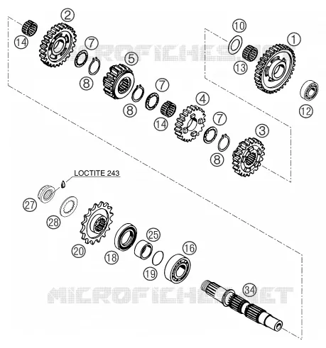 BOITE DE VITESSES - ARBRE SECONDAIRE KTM MOTO 660 2004 SUPERMOTO  660 SMC