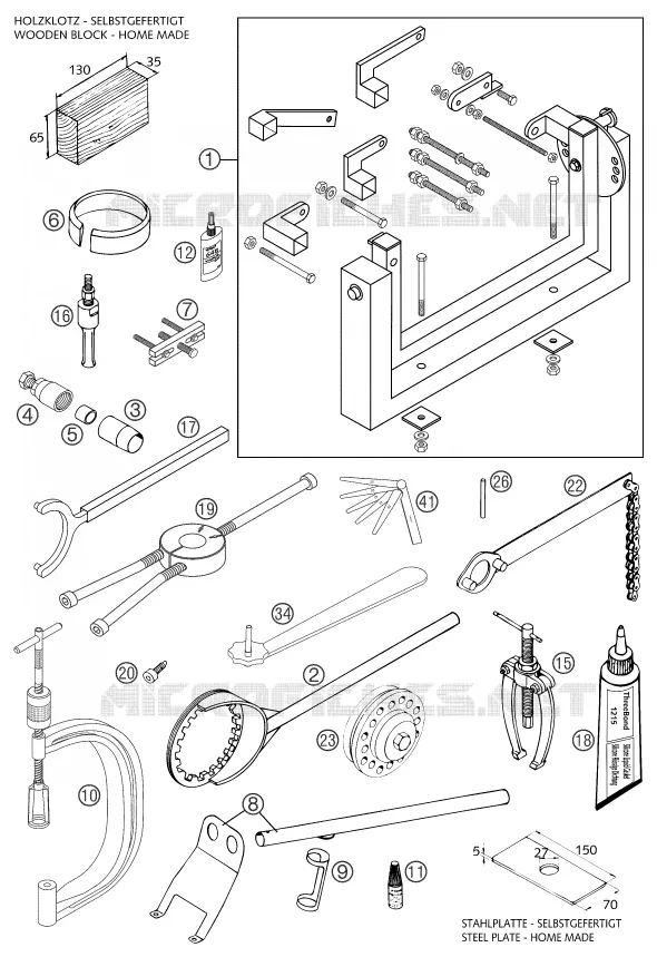OUTILLAGE SPECIFIQUE (MOTEUR) KTM MOTO 660 2004 SUPERMOTO  660 SMC