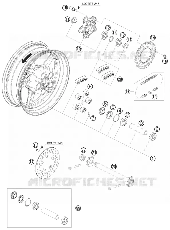 ROUE ARRIERE KTM MOTO 1190 2009 RC8  1190 RC8 WHITE