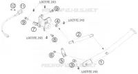 BEQUILLE LATERALE / CENTRALE pour KTM 690 SUPERMOTO ORANGE de 2007