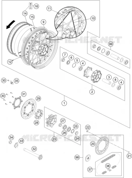 ROUE ARRIERE KTM MOTO 690 2016 SMC  690 SMC R ABS