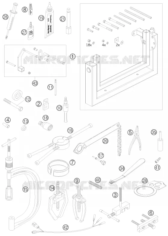 OUTILLAGE SPECIFIQUE (MOTEUR) KTM MOTO 450 2008 ATV  450 XC ATV