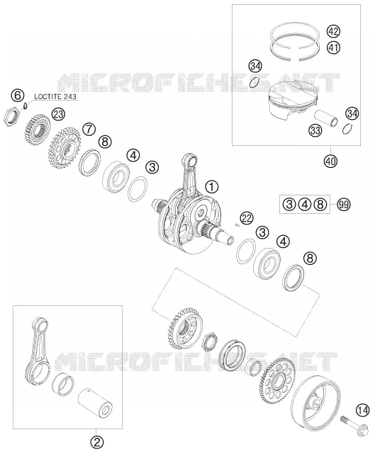 VILEBREQUIN / PISTON KTM MOTO 450 2009 ATV  450 SX ATV