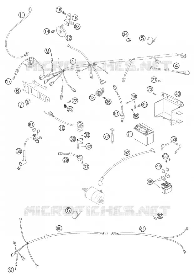 FAISCEAU ELECTRIQUE KTM MOTO 525 2004 MXC  525 MXC DESERT RACING