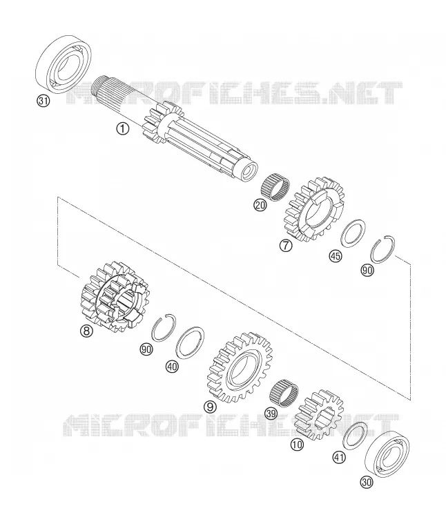 BOITE DE VITESSES - ARBRE PRIMAIRE KTM MOTO 250 2006 XCF-W  250 XCF-W