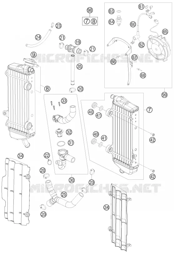 CIRCUIT DE REFROIDISSEMENT KTM MOTO 450 2010 XC-W  450 XC-W SIX DAYS