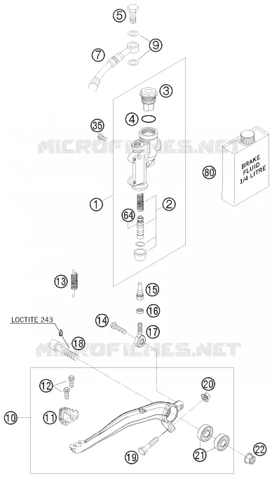 MAITRE CYLINDRE DE FREIN ARRIERE KTM MOTO 450 2008 XCR-W  450 XCR-W
