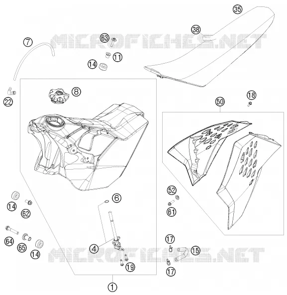 RESERVOIR / SELLE KTM MOTO 400 2010 XC-W  400 XC-W