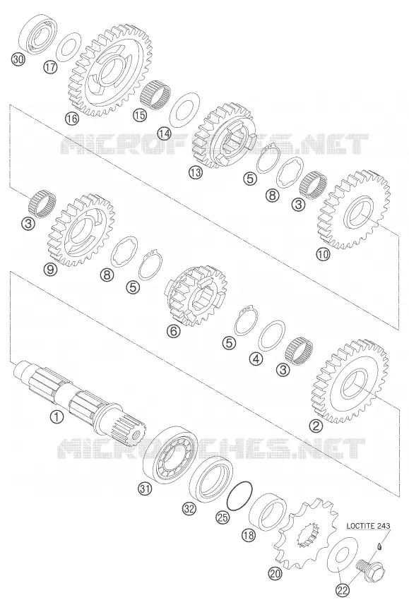 BOITE DE VITESSES - ARBRE SECONDAIRE KTM MOTO 400 2007 XC-W  400 XC-W