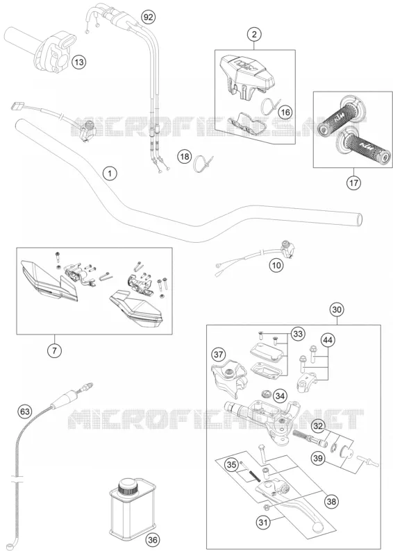 GUIDON / COMMANDES KTM MOTO 350 2015 XCF-W  350 XCF-W