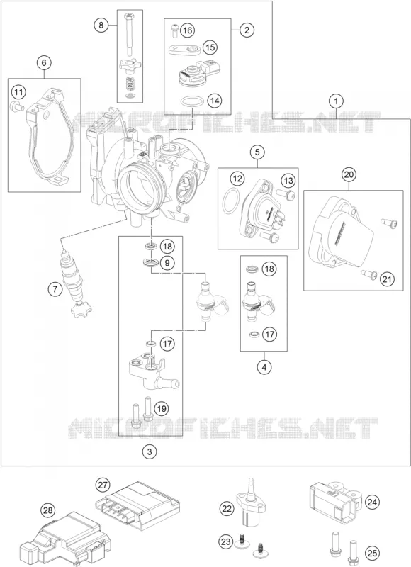 BOITIER PAPILLON INJECTION KTM MOTO 350 2018 XC-F  350 XC-F