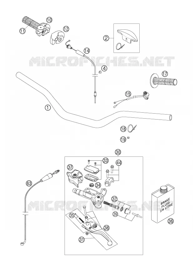 GUIDON / COMMANDES KTM MOTO 250 2007 XC-W  250 XC-W