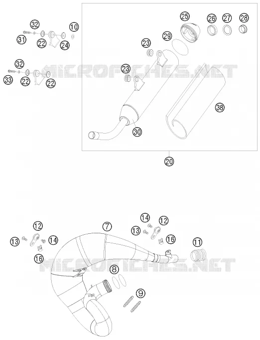 ECHAPPEMENT KTM MOTO 200 2009 XC-W  200 XC-W