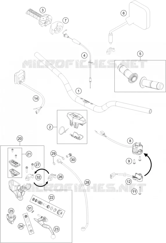 GUIDON / COMMANDES KTM MOTO 250 2015 FREERIDE  FREERIDE 250 R