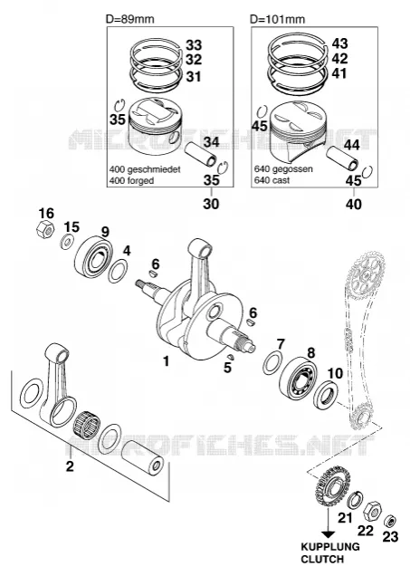VILEBREQUIN / PISTON KTM MOTO 640 1999 ENDURO  640 LC4 SIX DAYS
