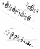 BOITE DE VITESSES   ARBRE SECONDAIRE pour KTM 640 LC4 ENDURO ORANGE de 2004