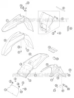 PLASTIQUES pour KTM 640 LC4 ENDURO ORANGE de 2004