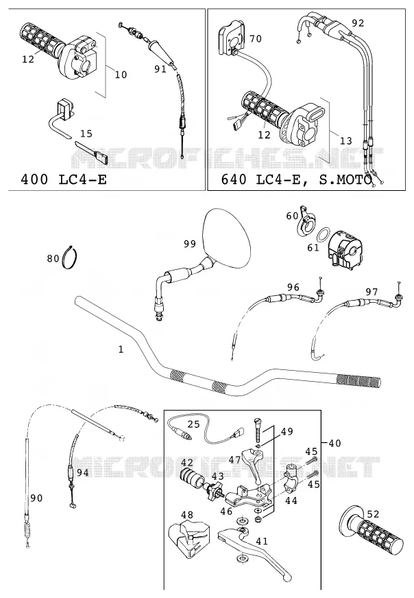 GUIDON / COMMANDES KTM MOTO 640 2000 ENDURO  640 LC4