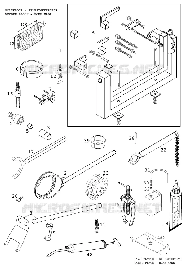 OUTILLAGE SPECIFIQUE (MOTEUR) KTM MOTO 640 1998 ENDURO  640 LC4