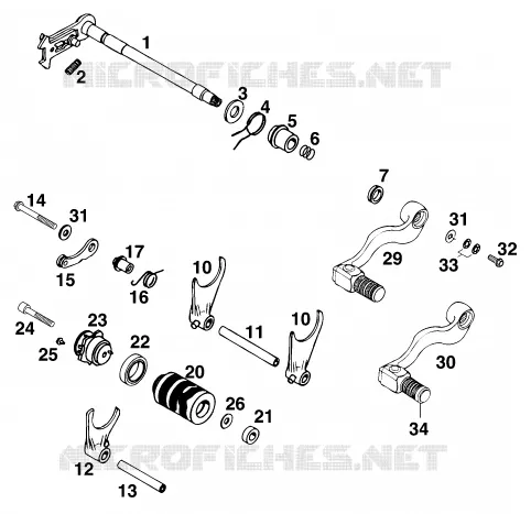 MECANISME DE SELECTION DE VITESSES KTM MOTO 620 1997 LC4  620 SUP-COMP WP