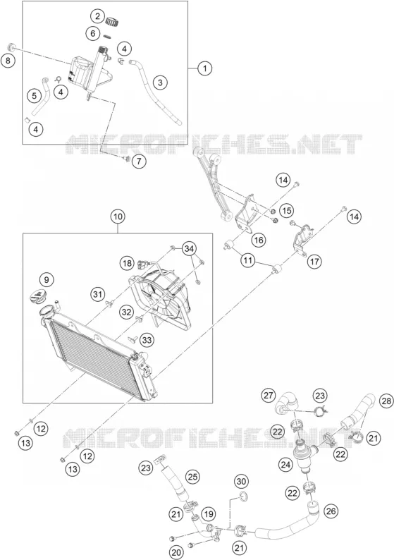 CIRCUIT DE REFROIDISSEMENT KTM MOTO 390 2016 RC  RC 390 WHITE ABS