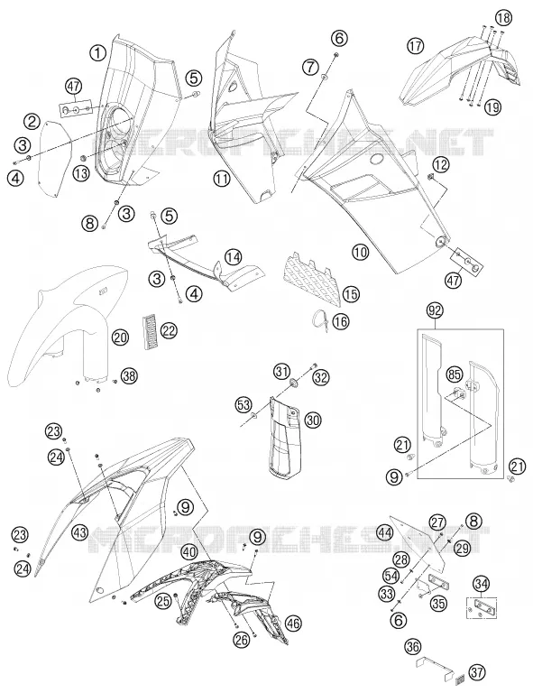 PLASTIQUES KTM MOTO 450 2013 RALLY  450 RALLY FACTORY REPLICA