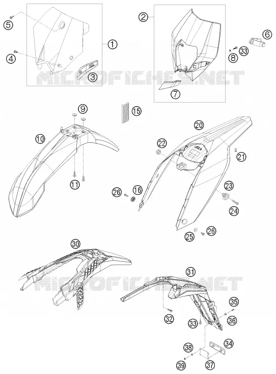 PLASTIQUES KTM MOTO 530 2008 EXC  530 EXC-R