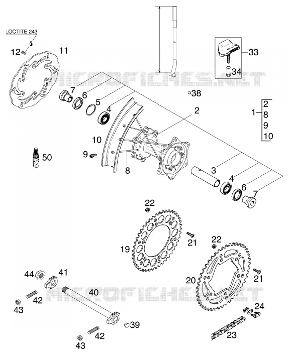 ROUE ARRIERE KTM MOTO 540 2001 SXS  540 SXS RACING