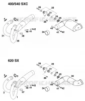 ECHAPPEMENT pour KTM 540 SXC de 1999
