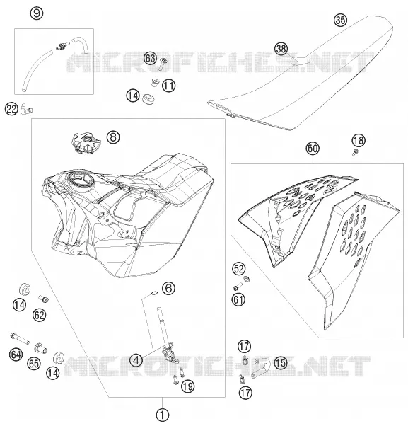 RESERVOIR / SELLE KTM MOTO 530 2009 EXC  530 EXC