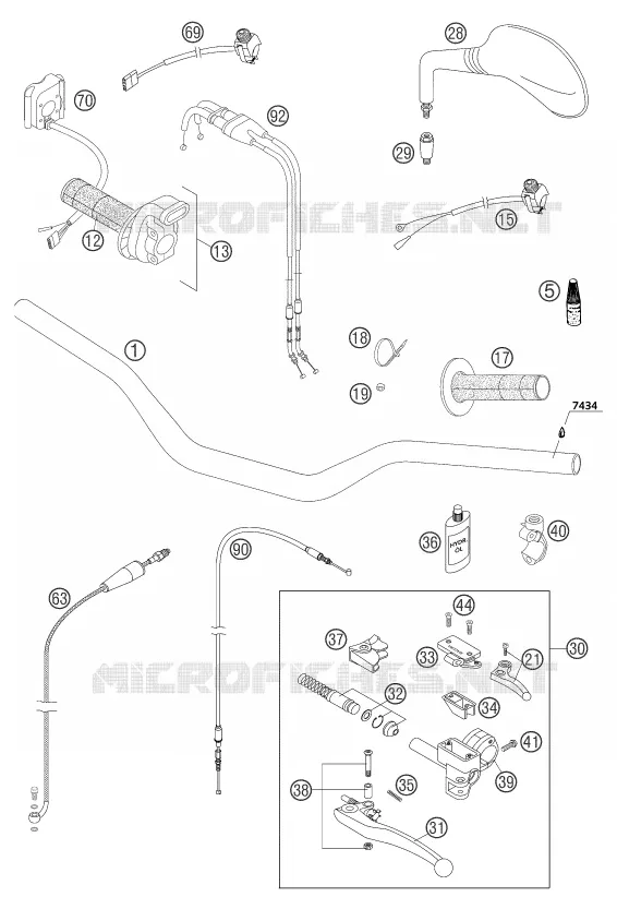 GUIDON / COMMANDES KTM MOTO 525 2004 EXC  525 EXC RACING SIX DAYS
