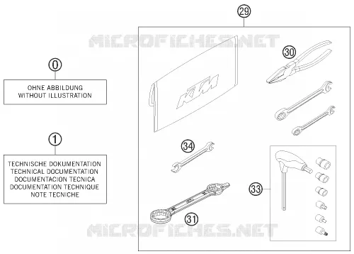 TROUSSE A OUTILS / MANUELS / OPTIONS KTM MOTO 500 2012 EXC  500 EXC SIX DAYS