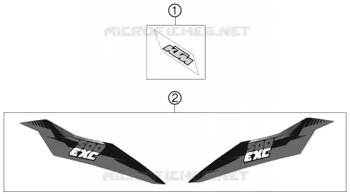 AUTOCOLLANTS KTM MOTO 500 2013 EXC  500 EXC