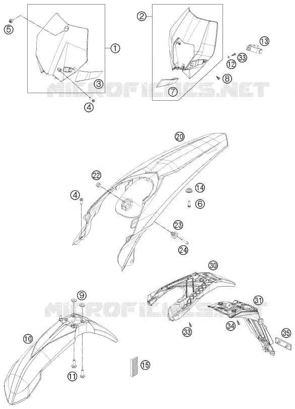 PLASTIQUES KTM MOTO 300 2013 EXC  300 EXC