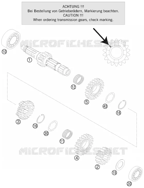 BOITE DE VITESSES - ARBRE PRIMAIRE KTM MOTO 300 2009 EXC  300 EXC
