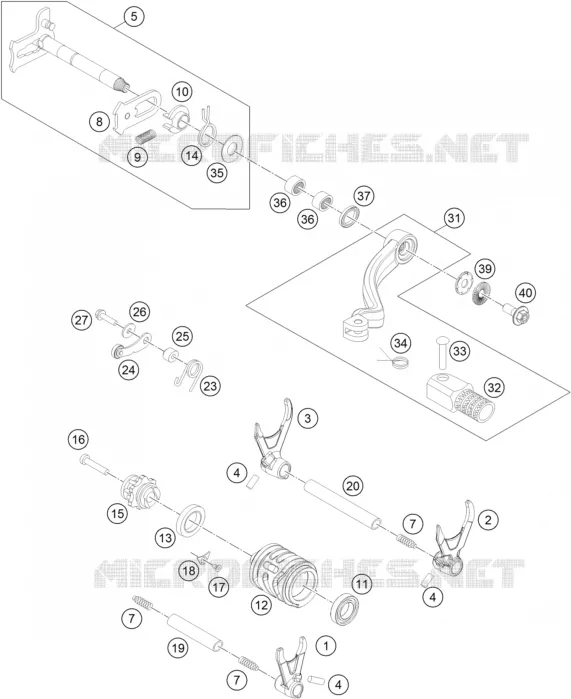 MECANISME DE SELECTION DE VITESSES KTM MOTO 250 2016 EXC-F  250 EXC-F SIX DAYS